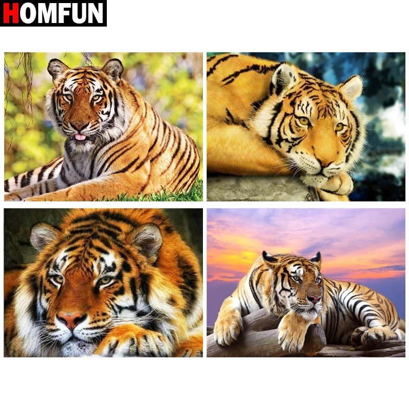 

Набор для алмазной вышивки «Тигр» HOMFUN, алмазная 3D картина «сделай сам», Набор для вышивки крестиком, квадратная, круглая вышивка