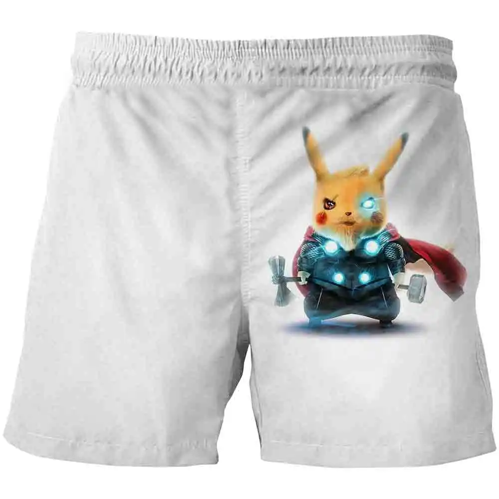

2021 summer children boys and girls casual fun animated Pikachu 3D printed shorts + cute Harajuku casual monster pocket shorts