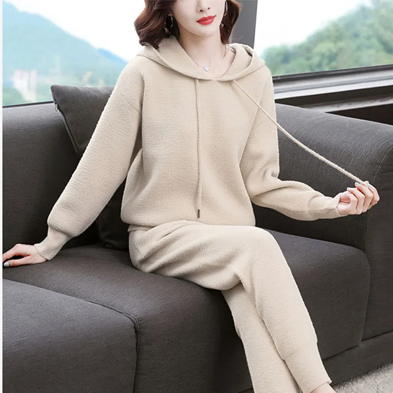 

Свитер, спортивный костюм, женский осенний Модный Спортивный Повседневный свитер, комплект из двух предметов