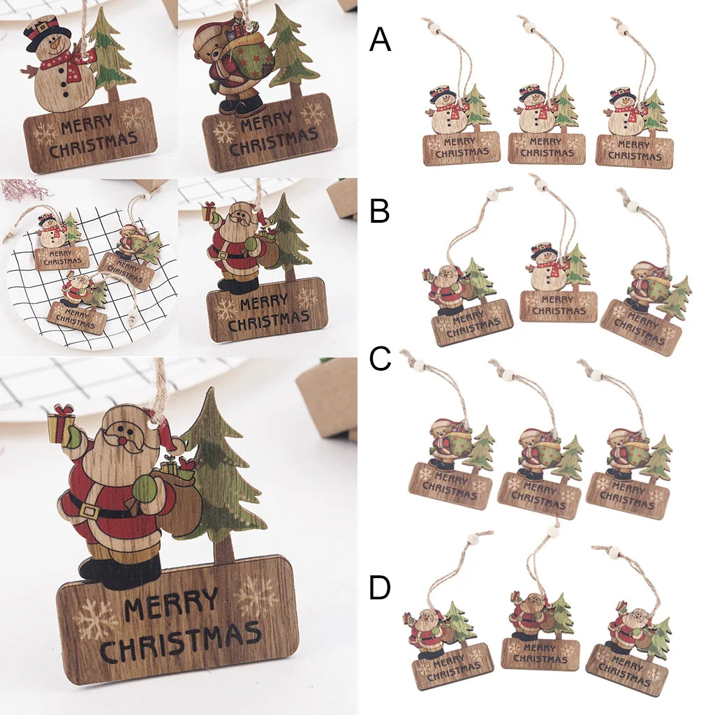 Creative Beaded wood pendants We Wish A Marry Christmas painted Ornament Wooden Hanging Xmas tree Decoration for Home | Дом и сад