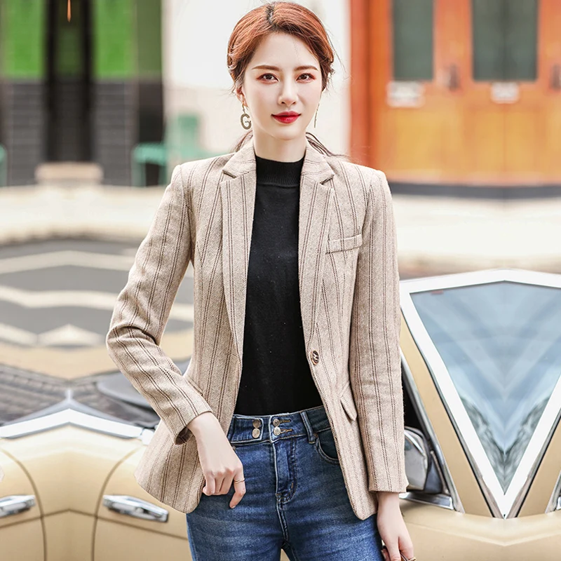 

Женские блейзеры в официальном стиле, куртки, пальто, высококачественная ткань, Осень-зима, Женская Офисная верхняя одежда, топы, блейзеры