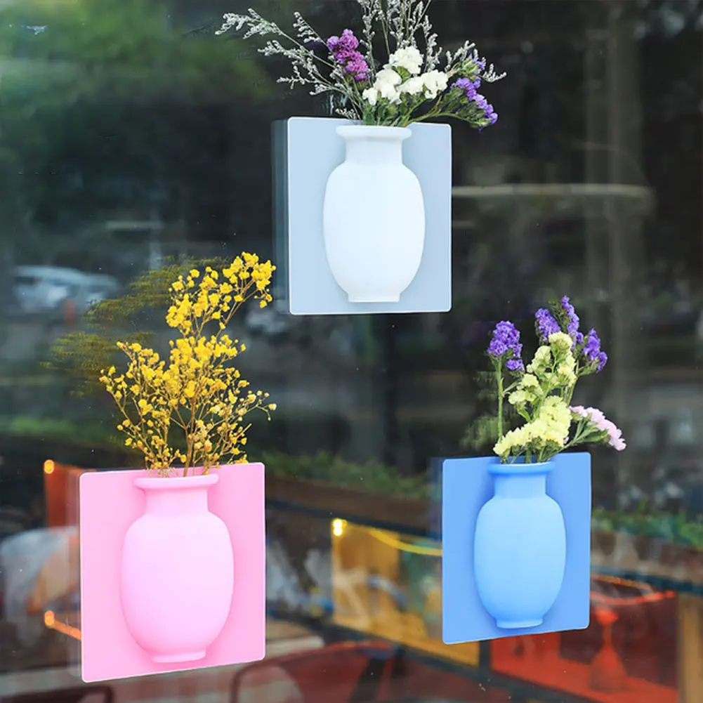 

Silicone Vase Stickers Suction Cup Wall Mounted Soft Vase Wall Vase Refrigerator, Bathroom, Living Room Wall Decoration