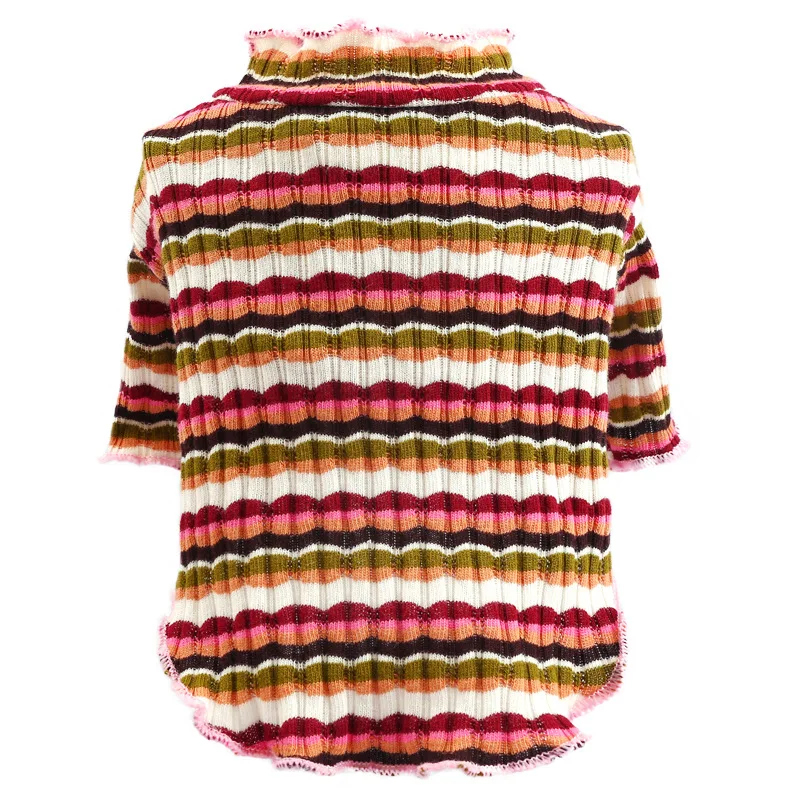 

Spring, summer, the new dog render unlined upper garment of stripe ruffles than teddy bear costume pet clothes