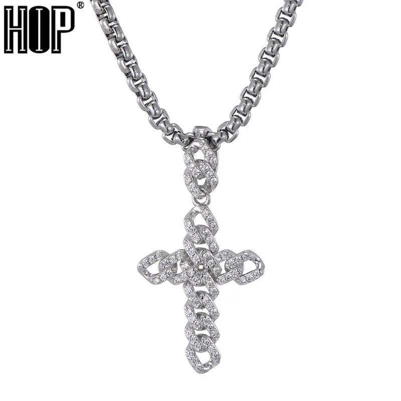 

Hip Hop Cuban Chain Cross Pendant Necklace Micro Pave AAAA+ Cubic Zirconia Egyptian Style 24" 20" Chain Necklace