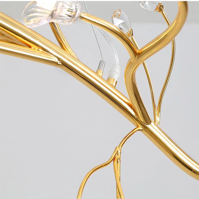 Светодиодная хрустальная люстра светильник стеклянный цветок дерево железо