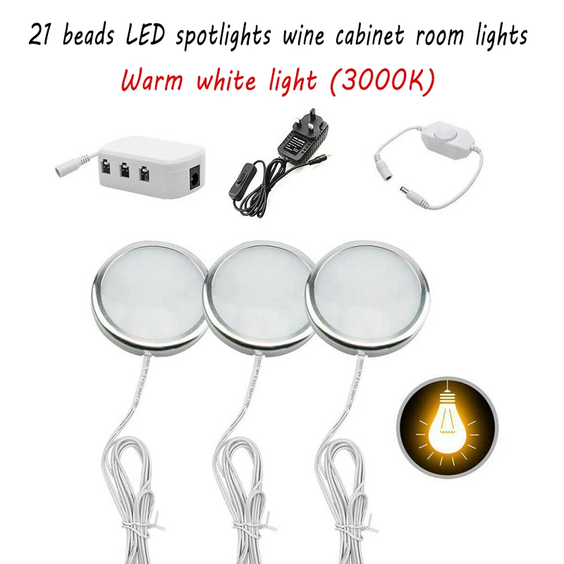 

12 В автомобильный кемпер, фургон, фонари для салона, 21 Светодиодный прожектор для винного шкафа, кухни, спальни, 3 шт., теплая белая лампа