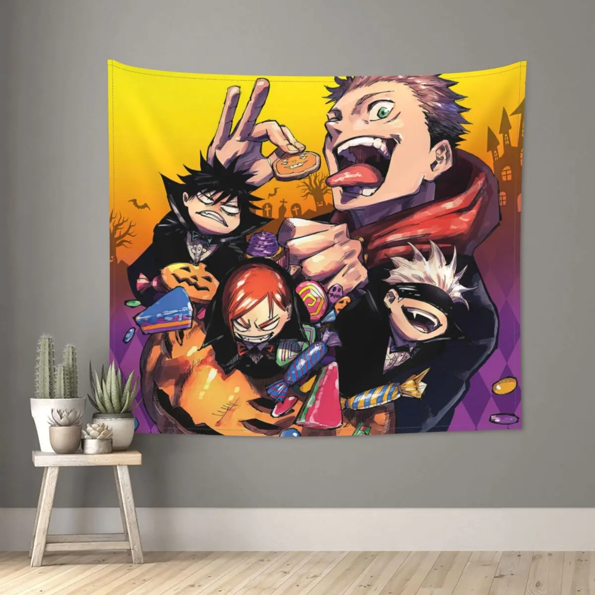 

Jujutsu Kaisen Yuji Itadori Tapestry Hippie Polyester Wall Hanging Japan Anime Manga Wall Decor Table Cover Retro Blanket