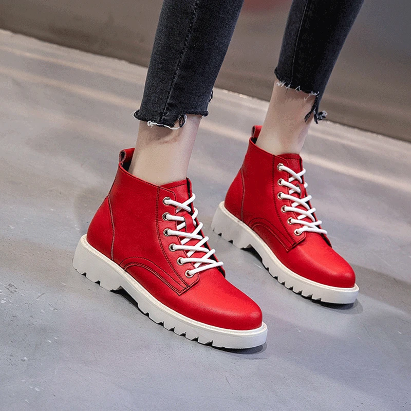 Женские ботинки Новинка 2019 года сезон осень зима из натуральной кожи женские