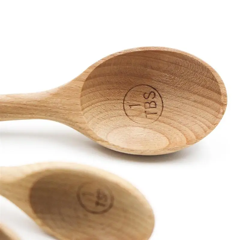 4 шт. Beechwood мерные ложки для кофе ложка сахара торт мука выпечки чашки кухонные