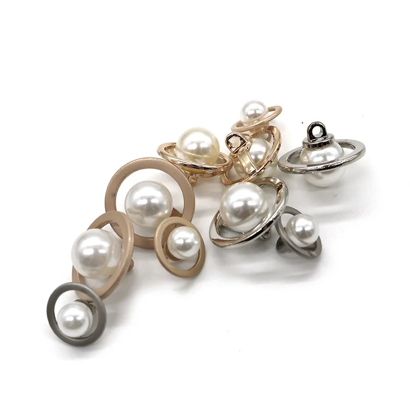 10 шт./лот имитация жемчуга декорированные металлическими кнопками Круглый