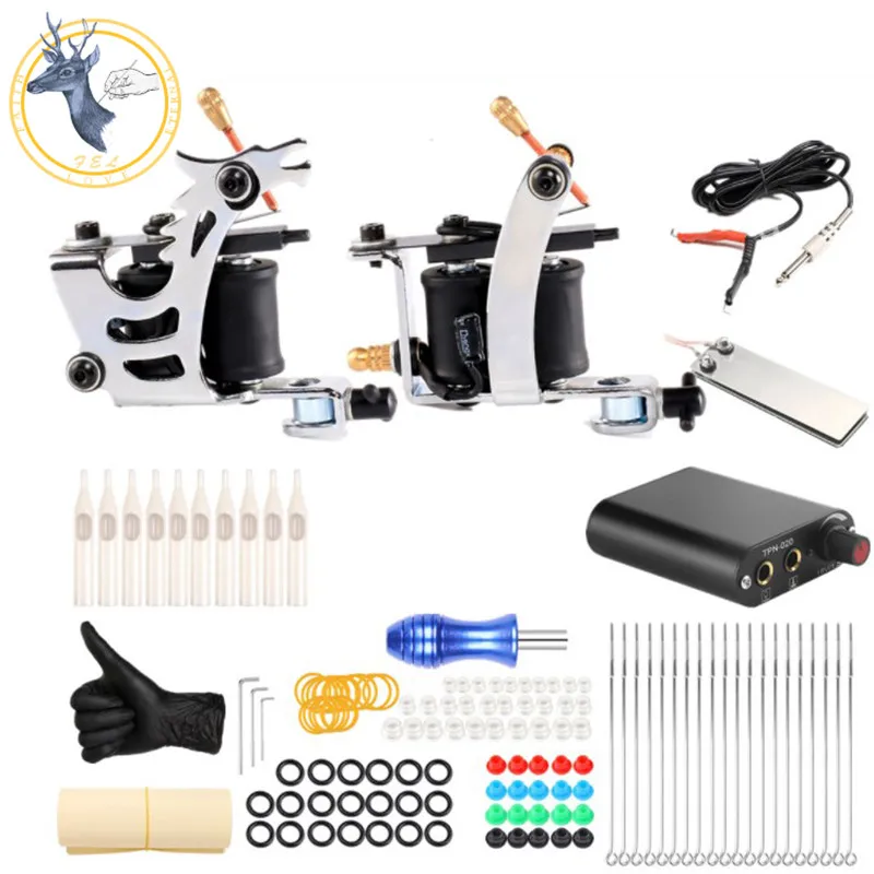 FEL Tattoo Kits Professional Gun Beginner Complete Popular Coil Tattoo Machine Set Tools for Beginners