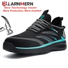 Мужские рабочие защитные ботинки LARNMERM, прогулочная обувь со стальным носком, удобная дышащая Антискользящая Антистатическая обувь