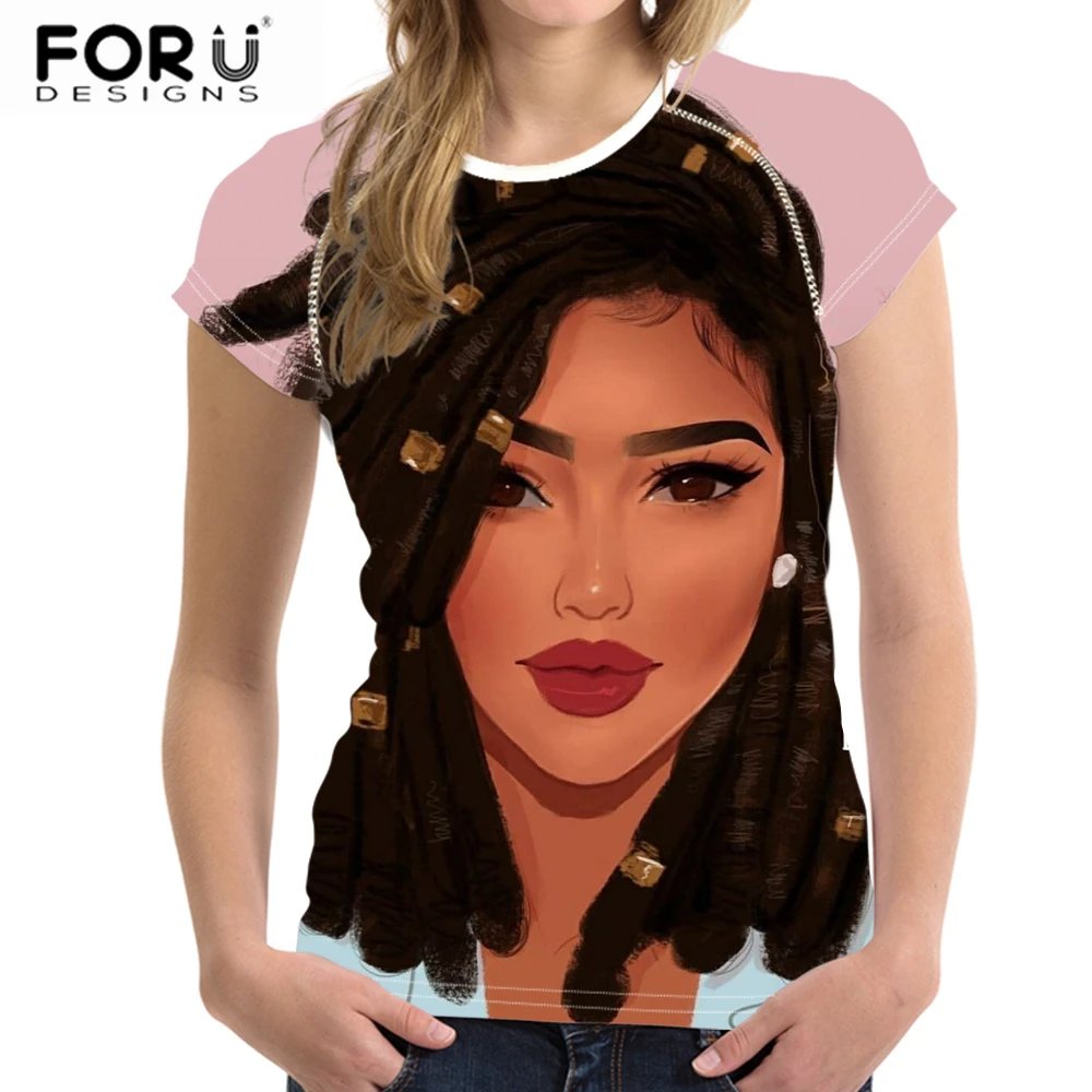Футболка FORUDESIGNS для женщин топы в африканском стиле девушек футболка Харадзюку