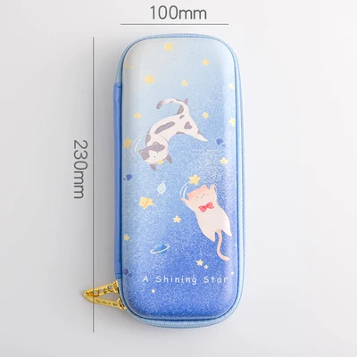 Starrysky-cat-blue EVA Kawaii школьный пенал большой футляр для хранения ручки для девочек и мальчиков Милая коробка с канцелярскими принадлежностями комплект коробка художественные принадлежности - Цвет: Starrysky-cat-blue