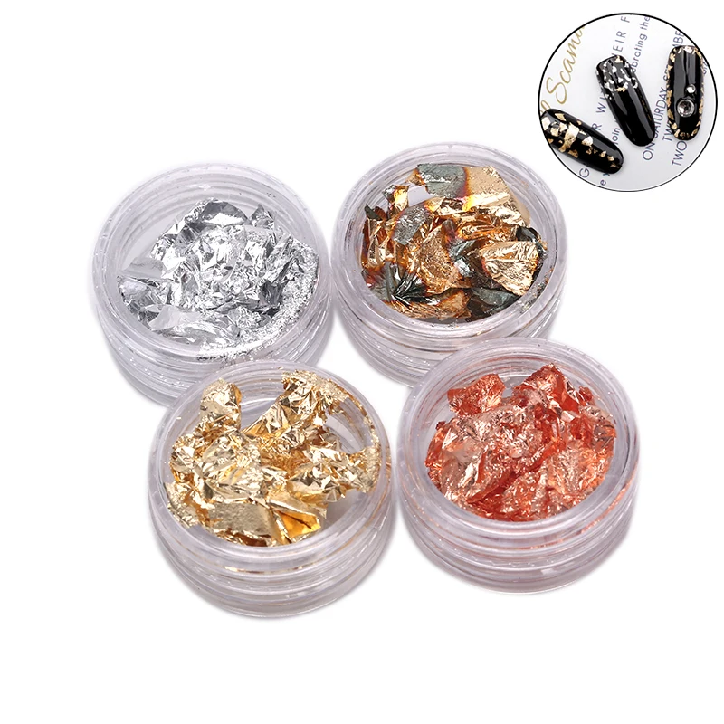 

Foil Glitter Emas Silver 3D Nail Art Decoration Manicure