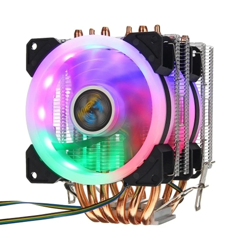 Кулер для процессора Lanshuo 6 тепловых трубок 4 Pin RGB 2 вентилятора платформ In Tel