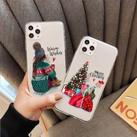 new year merry christmas girl phone cover for iphone 11 12 13 pro max x xr xsmax 6s 7 8 plus 13mini soft clear silicone tpu case