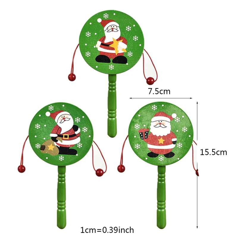 Christmas Baby Kids Wood Rattle Drum Instrument Toys Children Musical Toy Chines