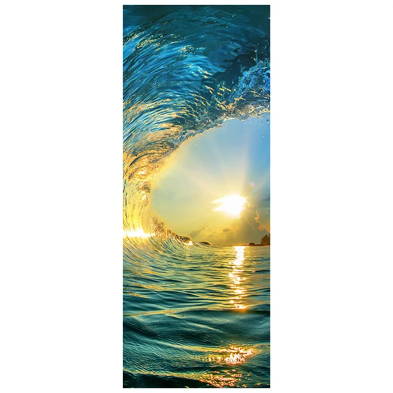 77*200cm sea view door stickers sunny seaside Beach Palm Tree 3d wall art vinyl mural home decoration Summer scenery wallpaper | Дом и сад