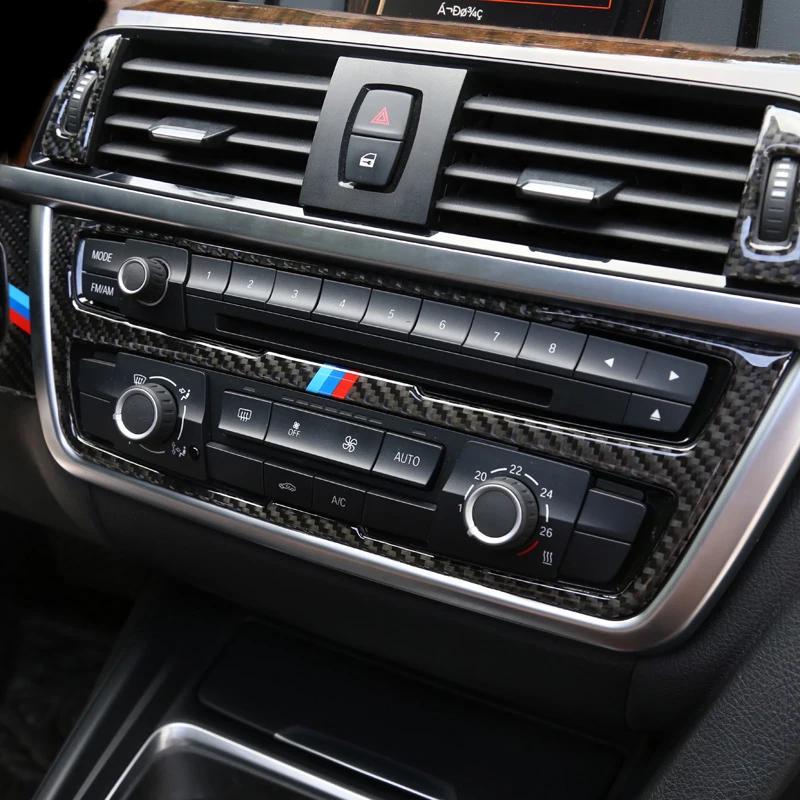 

Carbon Fiber Car Air Conditioning CD Panel Cover Sticker For BMW X5 X6 F30 F32 F20 F10 F15 F16 F34 E90 E70 E71 E60 G30 G32 F22