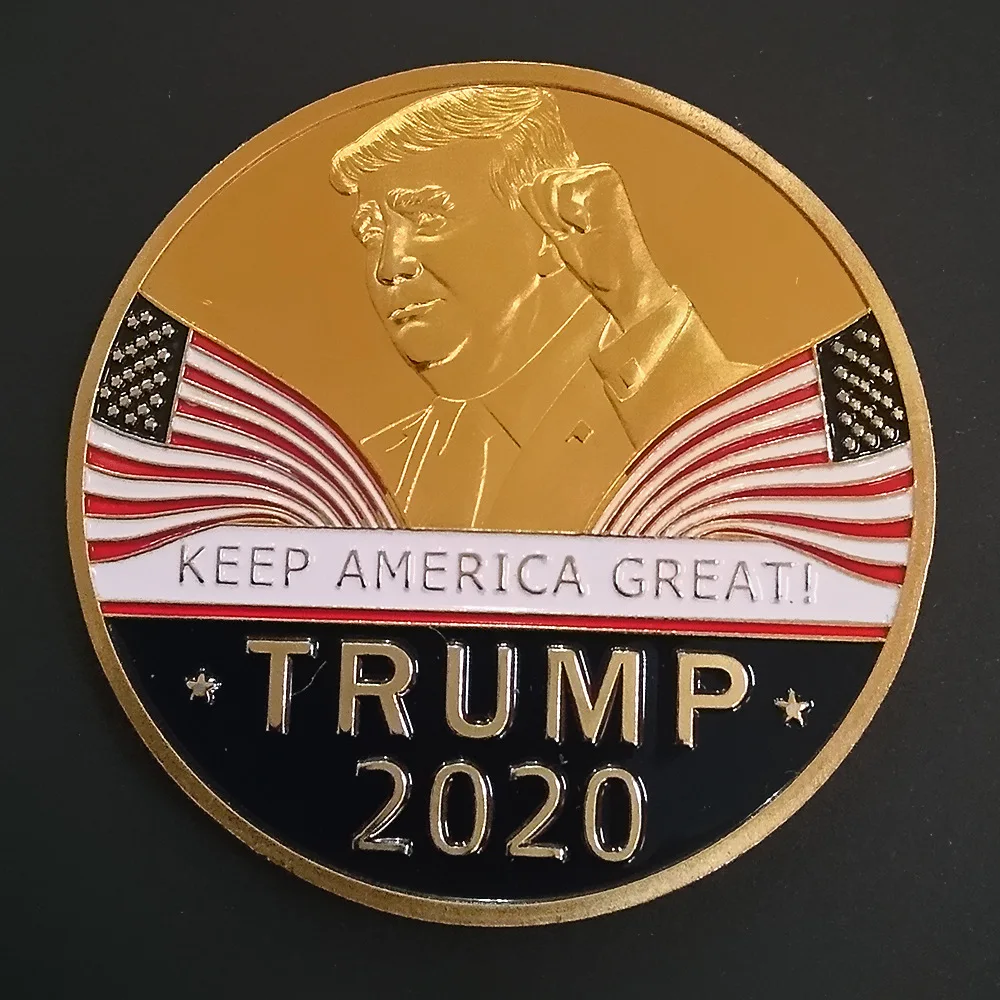 

2020 Trump Double Sided Flag, Double Sided Painted Trump Trump Metal Commemorative Coin Challenge Coin Coins Collectibles