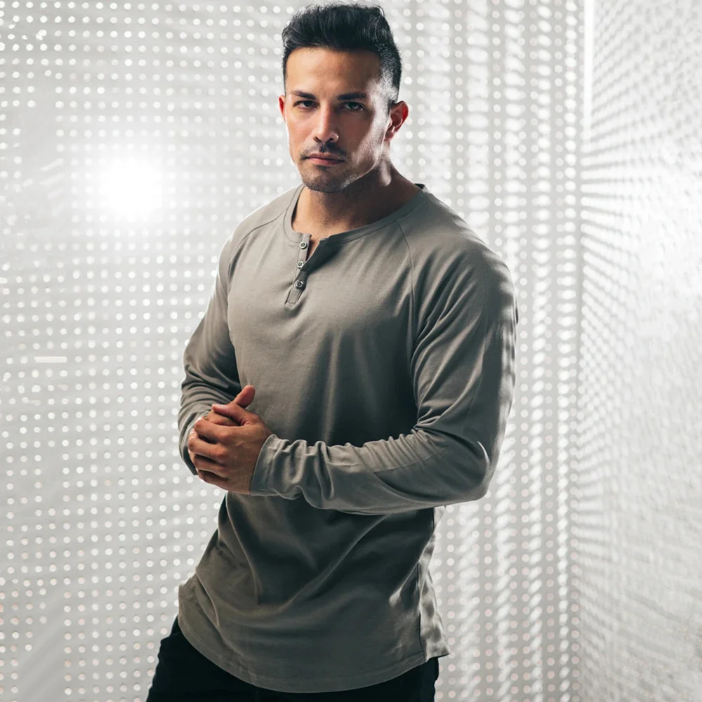 

Однотонная футболка с длинным рукавом для занятия спортом Фитнес хлопковая футболка для мужчин, для пробежки, для бега спорта тренировок тр...