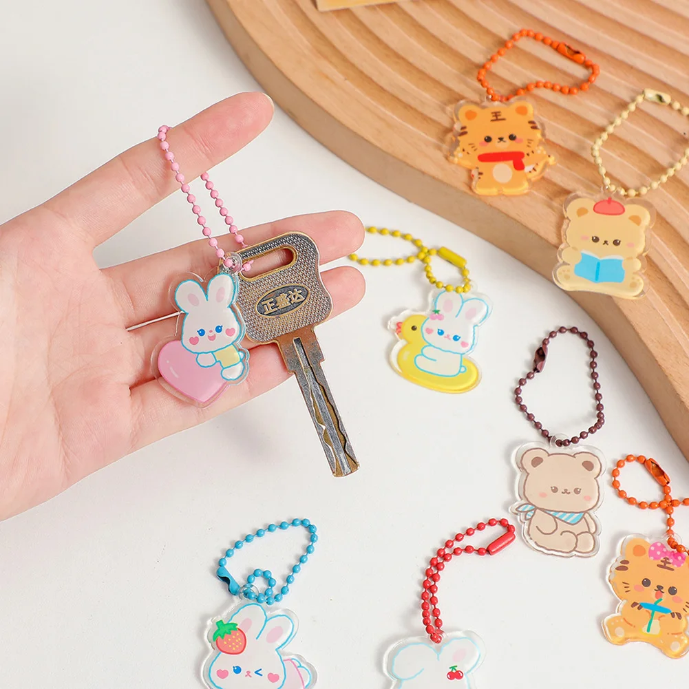 

Ручная мультяшная прозрачная сумка для девочек, брелок, красочное акриловое Открытое кольцо, подвеска в виде медведя, детский подарок