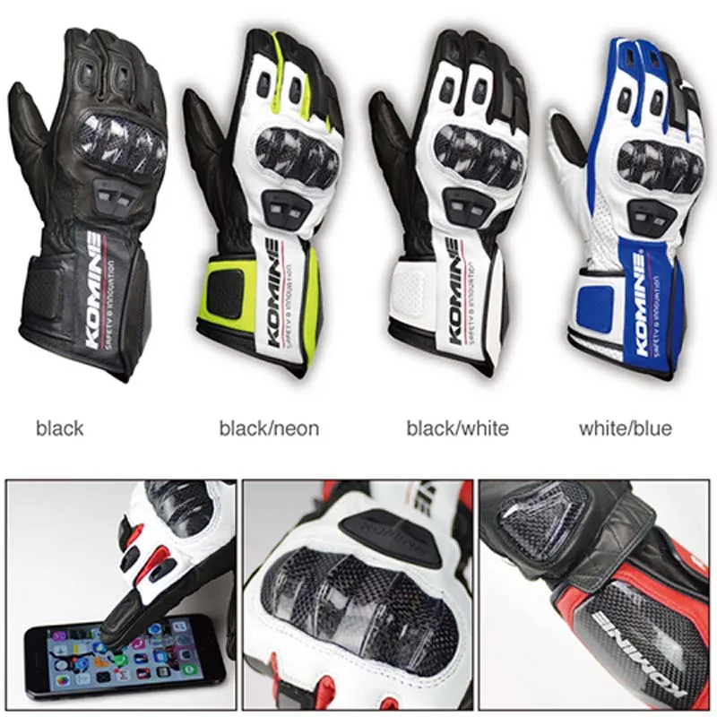 Komine GK 198 перчатка с сенсорным экраном для скутера мотоцикла черные длинные