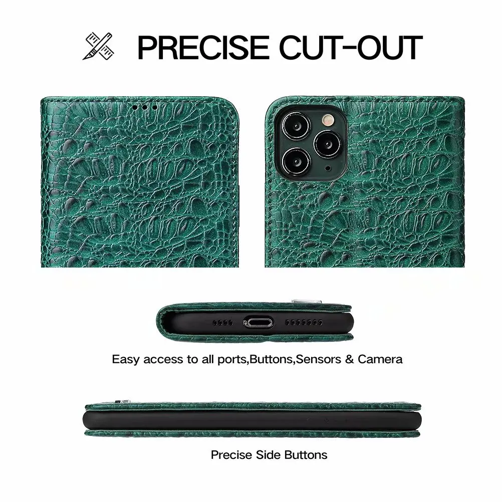 Для iPhone X 10 флип кейс с узором крокодиловая кожа из натуральной кожи чехол для 7