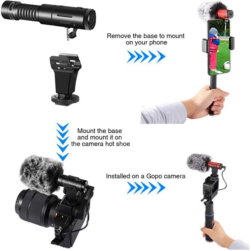 

MIC-07 Pro Metal Microphone Mobile Phone Live Mic Portable Design for Film and Television Interview Recording