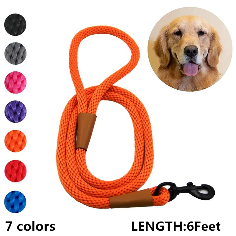 Кожаный поводок для собак Премиум-класса 6 футов прочная веревка кожаная ручка