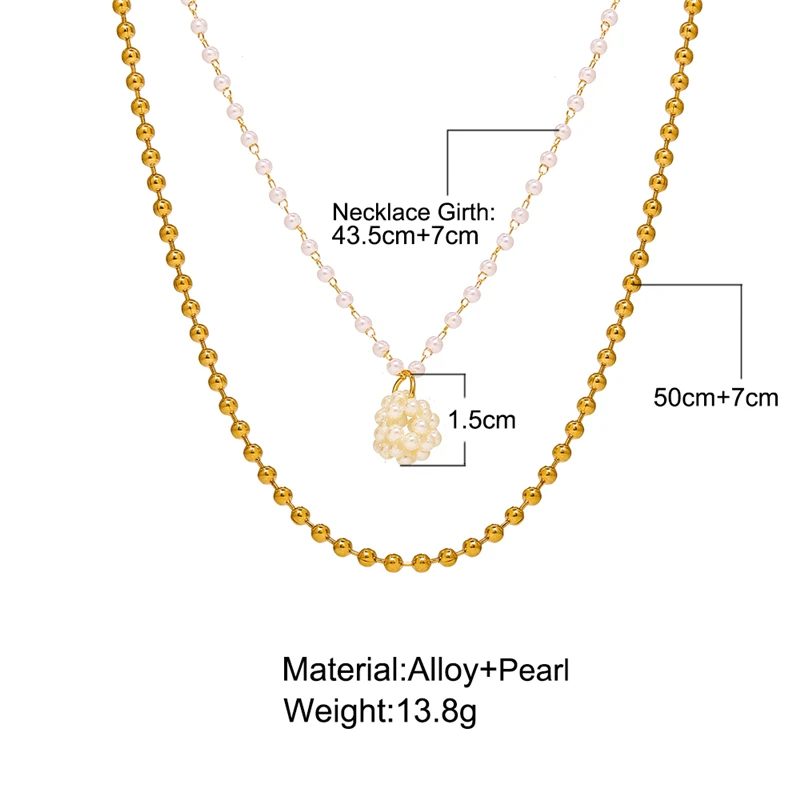

Multilayer Pearl Pendant Necklace for Women 2021 Vintage Gold Color Beads Necklace Party Fashion Jewelry New collier femme