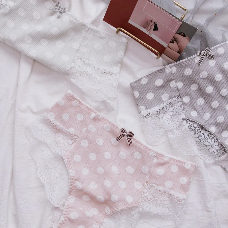 Женские трусики в горошек SP &amp CITY бесшовные хлопковые стиле ретро с милым бантом