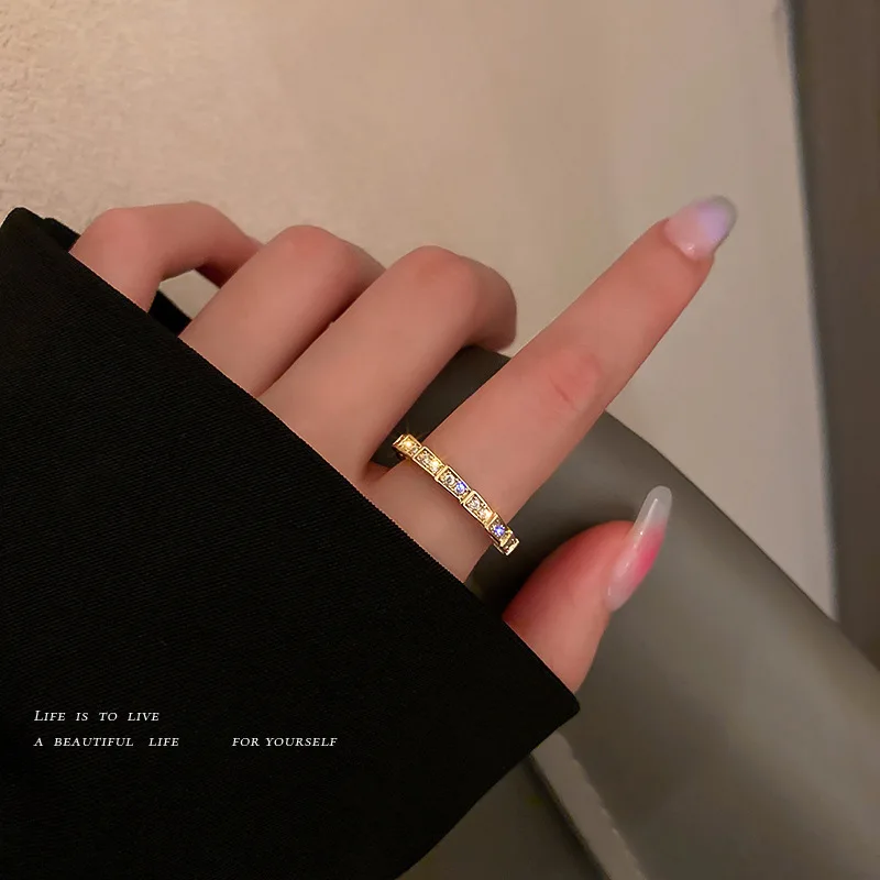 

Korean Style New Trend Open Ring Shiny Rhinestone Geometric Elegant Ring Engagement Wedding Party Jewelry Gifts For Girlfriend