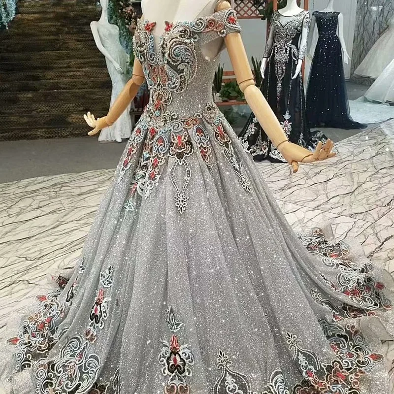 LS647111 серые блестящие платья для матери невесты свадебные с открытыми плечами