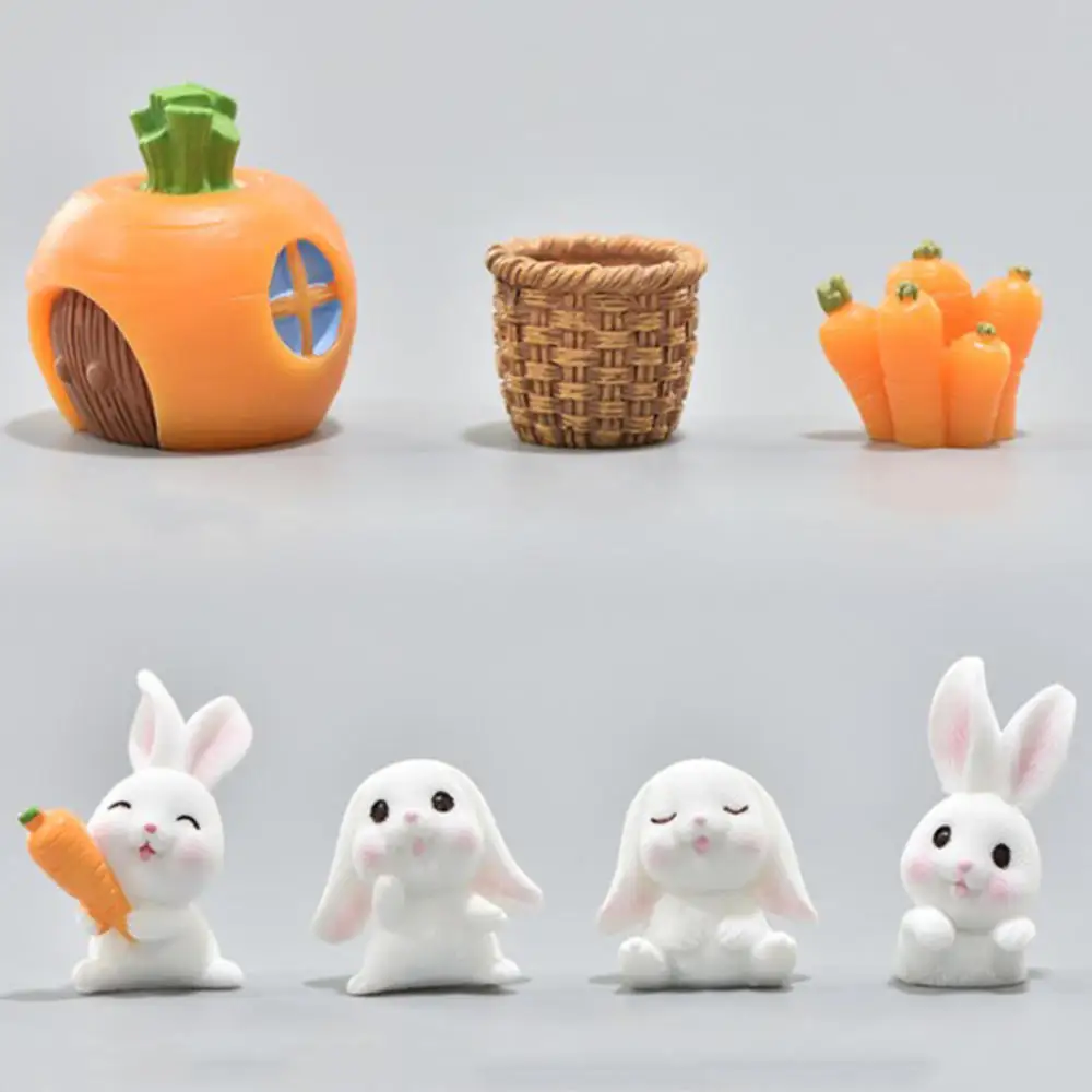 Милые фигурки кроликов домашние корзины сказочные моркови садовые полимерные