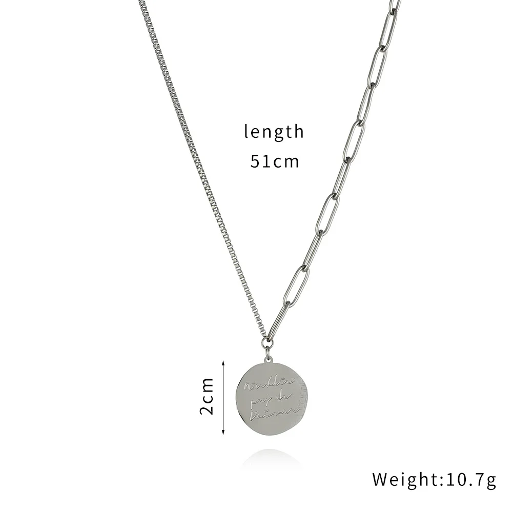 

New Simple Stainless Steel Irregular Round Pendant Necklace For Women Fashion Clavicle Chain Gold Silver Color Collar Jewelry