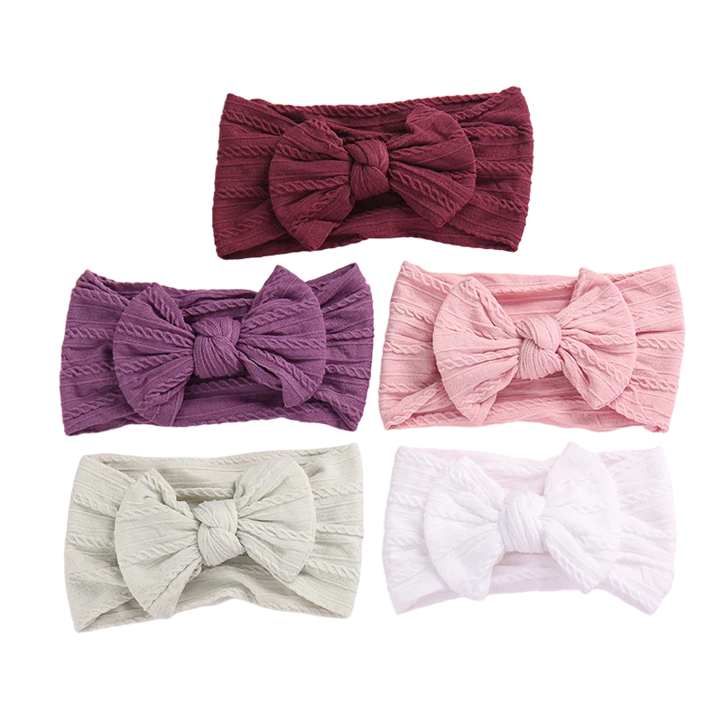 

1 шт. мягкая нейлоновая повязка на голову для новорожденных малышей жаккардовый головной убор с большим бантом ребристая повязка на голову ...