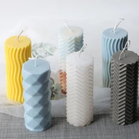 speical shaped column design silicone candle mold classical art striped european simple candle moulds christmas home decoration