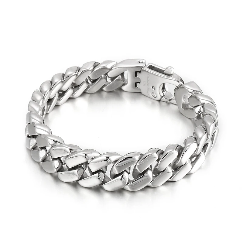 

HAOLYNJOY 13mm 316L Stainless Steel Polished Men's Bracelet Wristband Pure Color Punk Jewelry