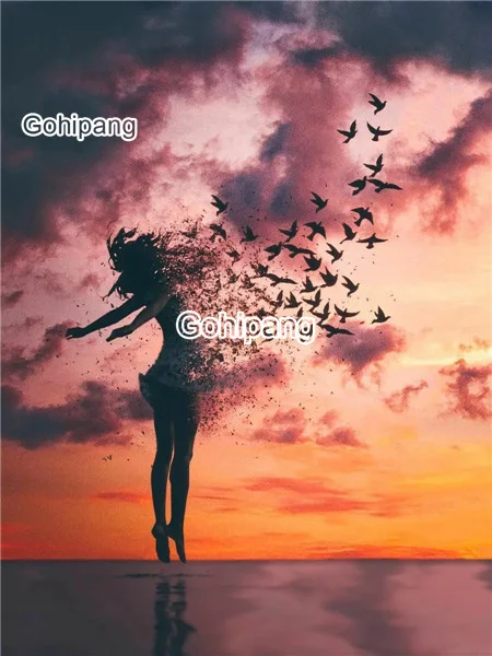 

Diamond Embroidery Jumping Woman Under The Sunset 5D DIY Cross Stitch Rhinestones Square or Round Diamond Home Rooms Decoration