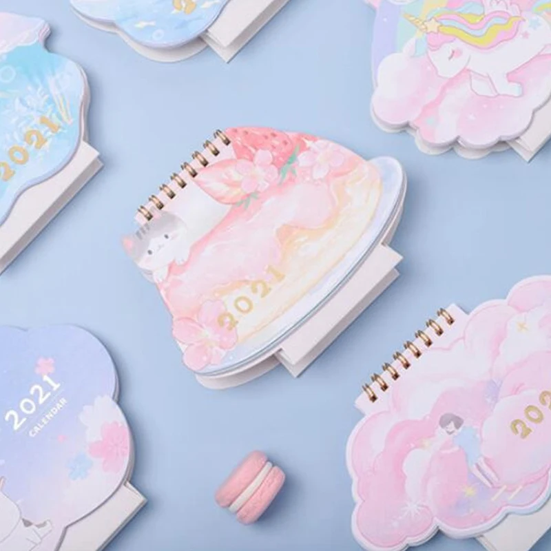 

Mini 2021 Desk Calendar Planner Cute Cartoon Animal Decoration