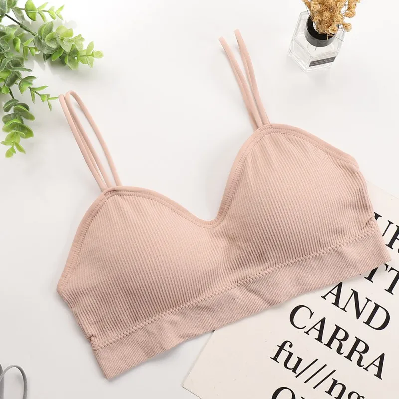 

Summer Underwear Seamless Wrapped Chest Strap Ladies Bras Anti-glare Solid Color Sexy Bra