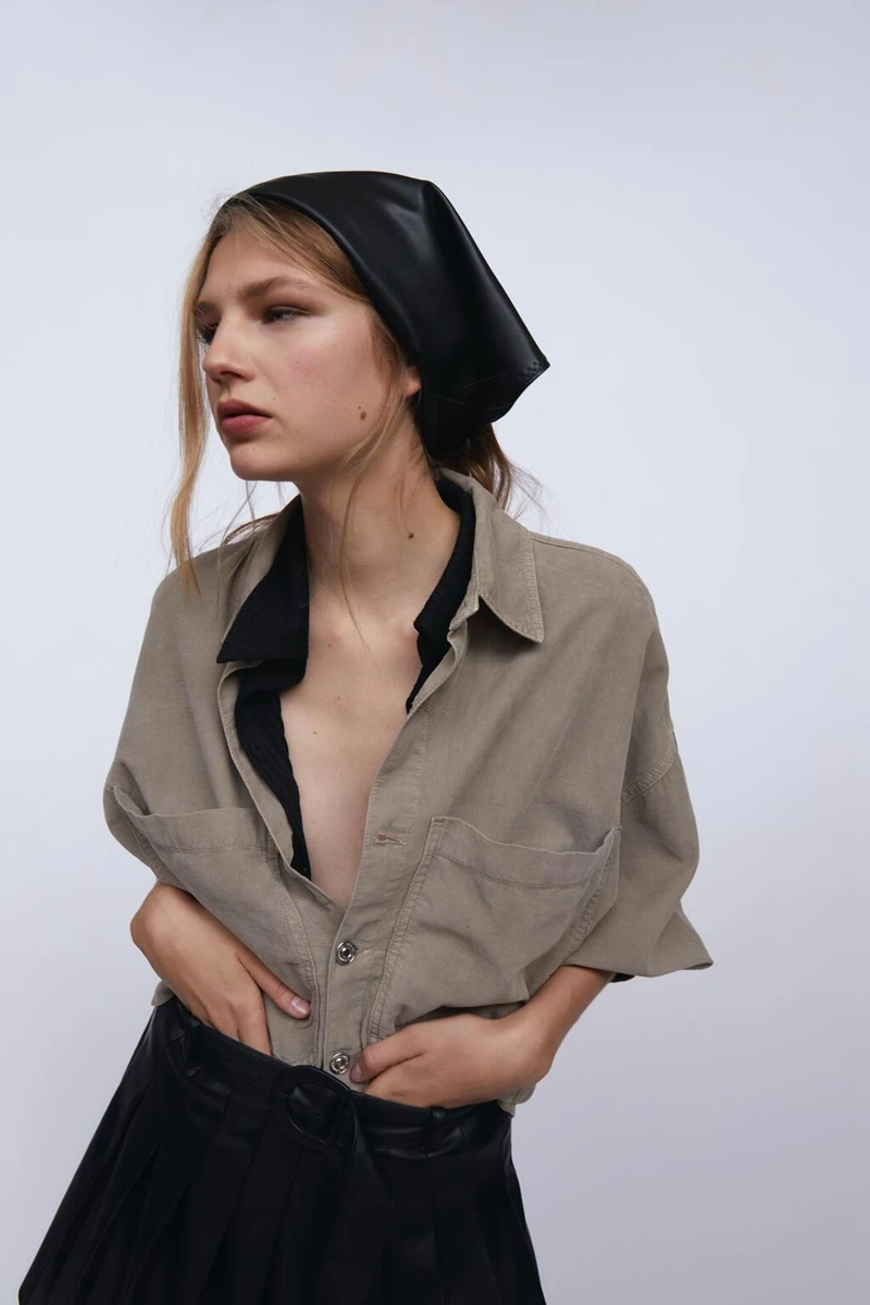 

OLOMM Women's Long-Sleeve Shirt Turn-Down Collar Tooling Wind Top 2021 Spring New Fashion Pocket Corduroy Solid Blouse Female