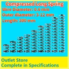 Удлиненные пружины под давлением для продажи наличными, диаметр линии 0,6 мм, внешний диаметр 3-12 мм, длина 300 мм, телескопическая пружина