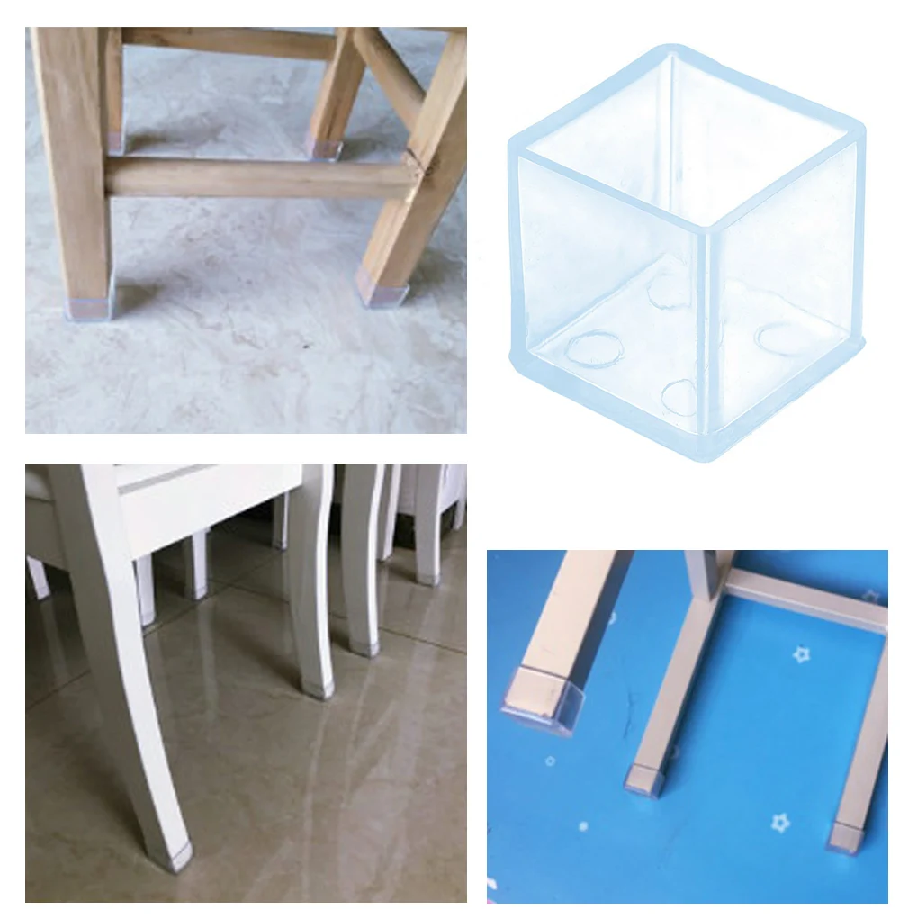 

4pcs/set Table Foot Cap Rubber Chair Leg Protector Square Furniture Floor Foot Pad Anti-slip Anti-scratch Floor Protector