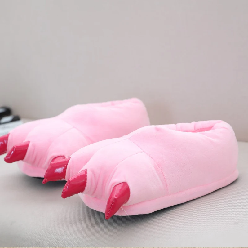 36-40yead Funny claw cotton slippers men's and women's personality cartoon animal plush warm shoes plush shoes