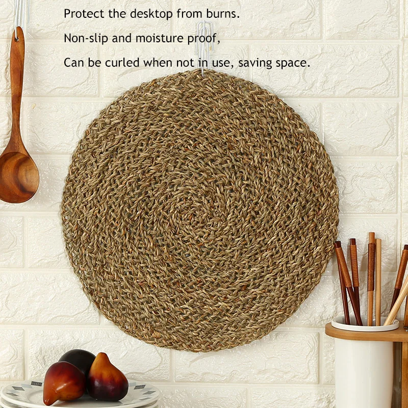 Натуральные круглые подставки из ротанга, термостойкие кружки, чайное блюдце, кофейный, обеденный столик, коврики, кухонная салфетка-подставка, украшение