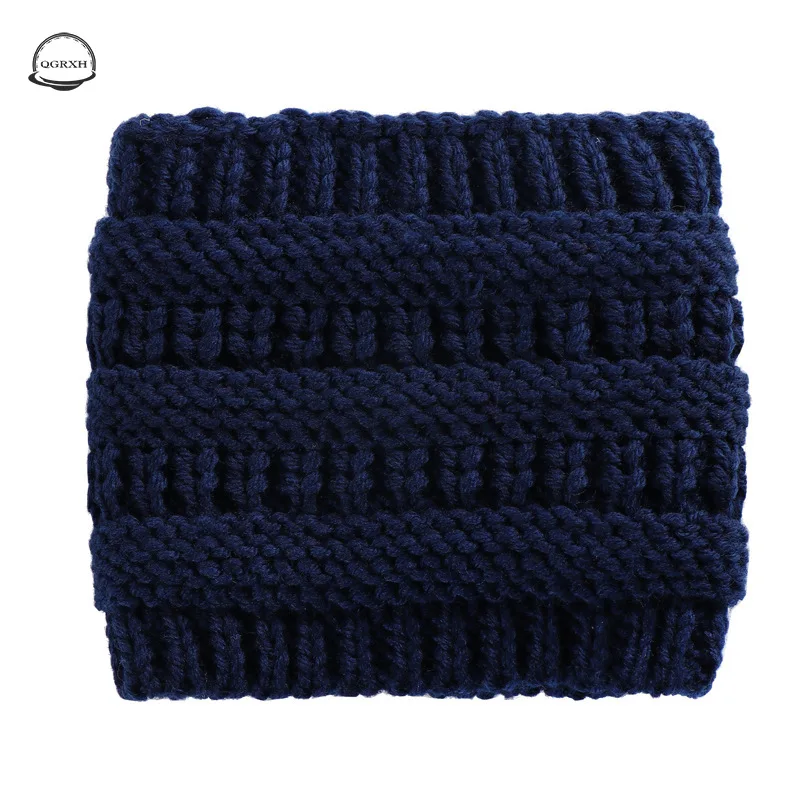 

2020 New Solid Color Horsetail Hat Autumn Winter Warm Rear Opening Tail Knitting Beanie Wool Earmuffs Charming Women Beanie Hats