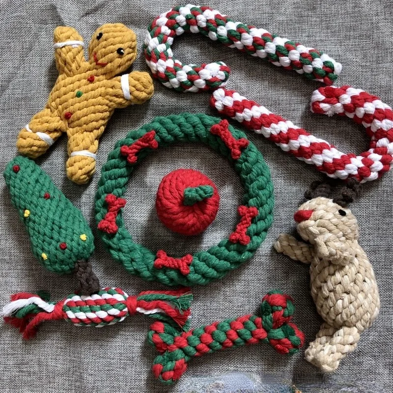 Хлопковая нить игрушка для собак рождественская елка моляр чистки зубов